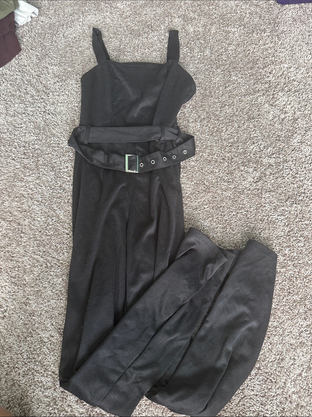 No Boundaries Black Belted Wide-Leg Jumpsuit with Square Neck